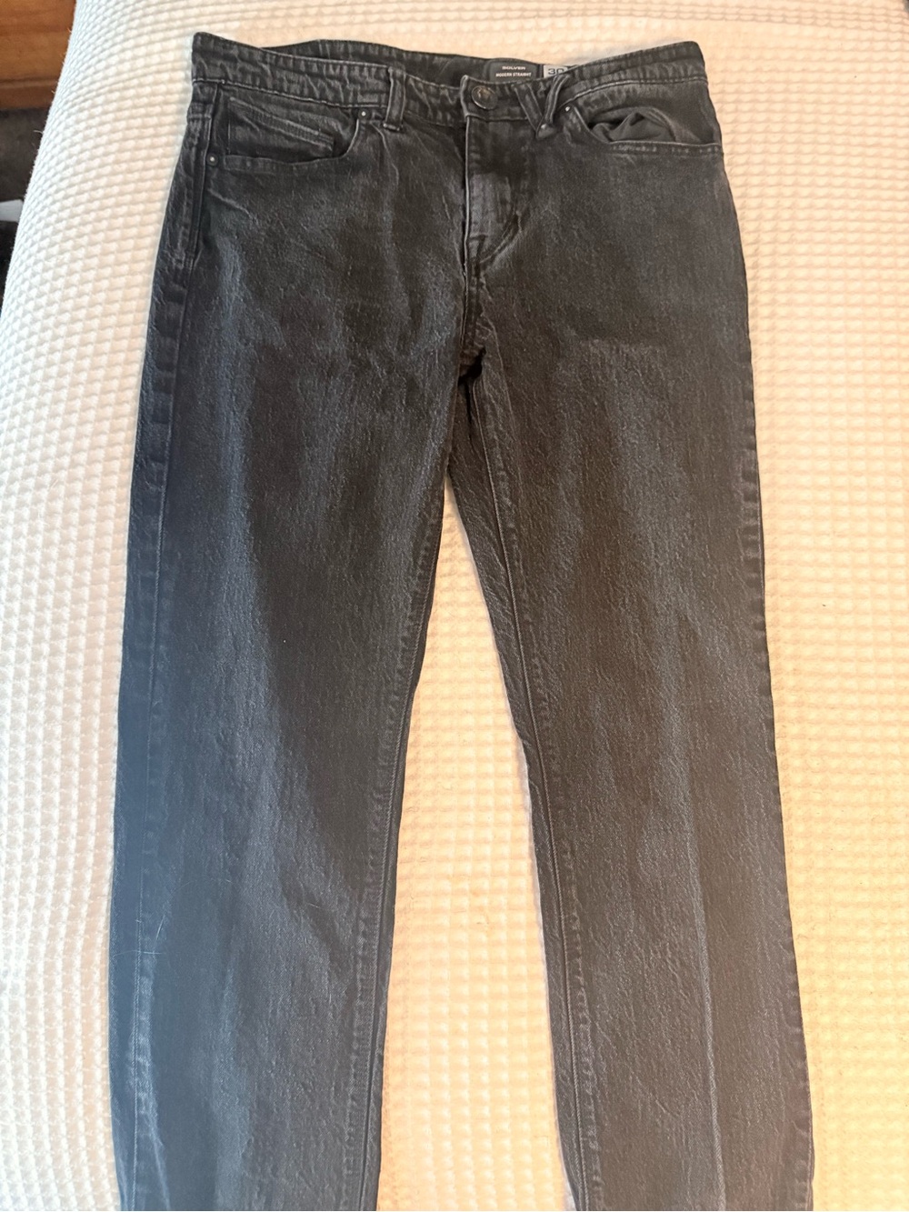 Volcom/Black High-Rise Straight Leg Jeans
